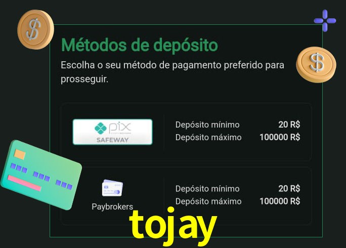 O cassino tojay oferece uma grande variedade de métodos de pagamento